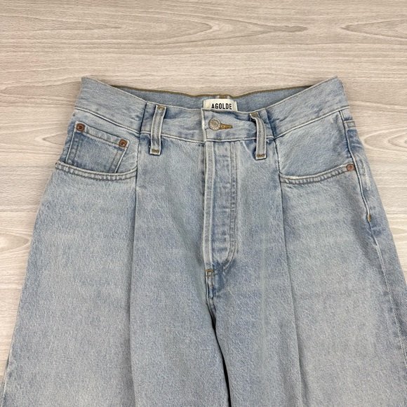 Agolde Fold Waistband Jean Straight Leg Size 26 Cotton Pleated - Picture 13 of 16